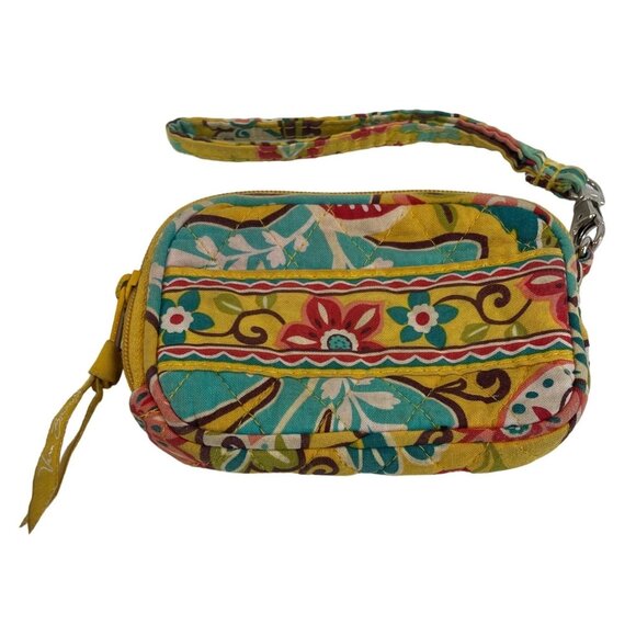Vera Bradley Accessories - Vera Bradley Wristlet Wallet Small Floral Print Yellow Quilted Cotton Fabric